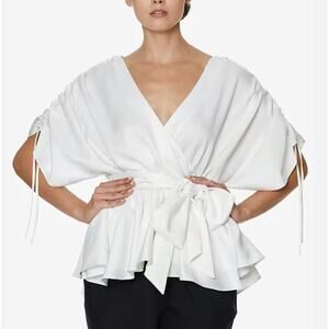 Inspr by Natalie off Duty White Wrap Kimono Style Top Size M